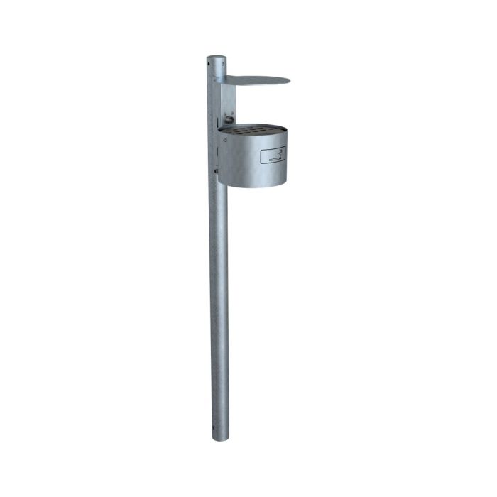 Rundascher mit Dach, mit Standpfosten, Schiene und Schlüssel, 4L, Ø 200mm, verzinkt
