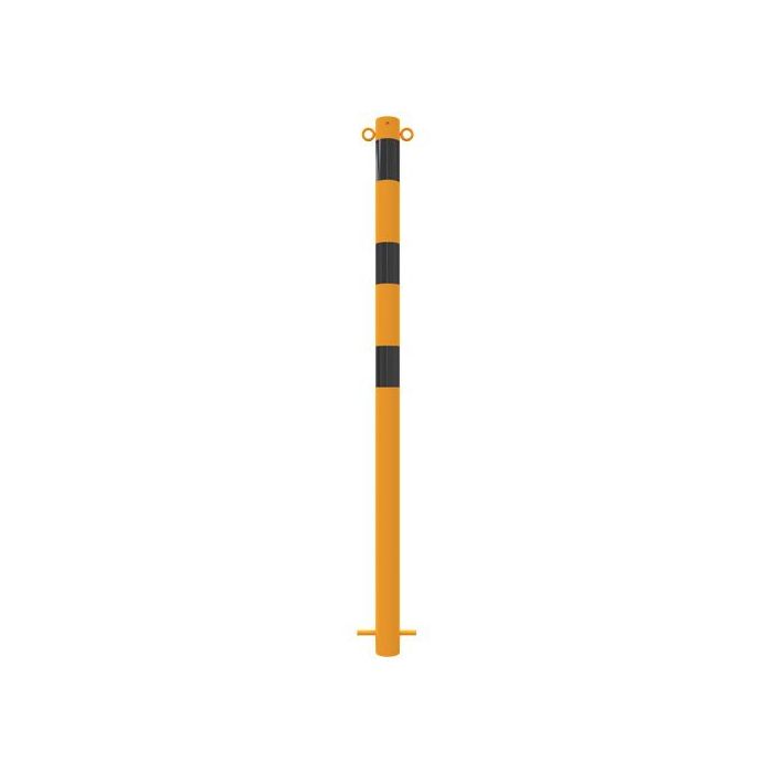 Absperrpfosten Ø 60 mm, zum Einbetonieren, Länge 1300 mm, gelb/schwarz, 2 Ösen