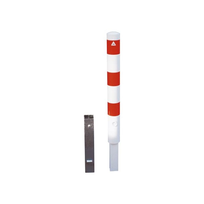 Absperrpoller Ø 152 mm, herausnehmbar, Höhe 1000 mm, Dreikant, rot/weiß
