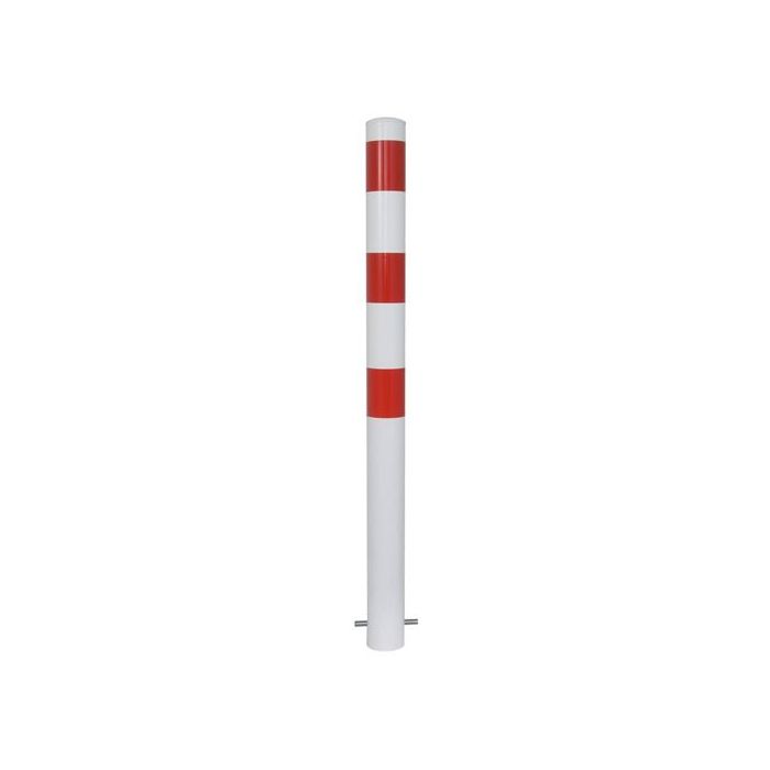 Absperrpfosten Ø 89 mm, zum Einbetonieren, rot/weiß
