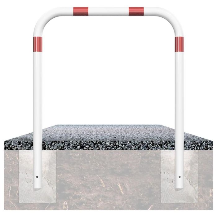 Abweisebügel, Stahlrohr Ø 60 mm, ohne Querholm, weiß/rot, zum Einbetonieren