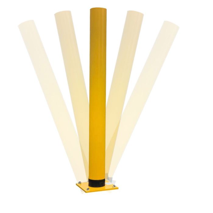 Klingelpfosten, Rammschutz mit Warnsignal, Stahl, Ø 102 mm, gelb, zum Aufdübeln, neigbar