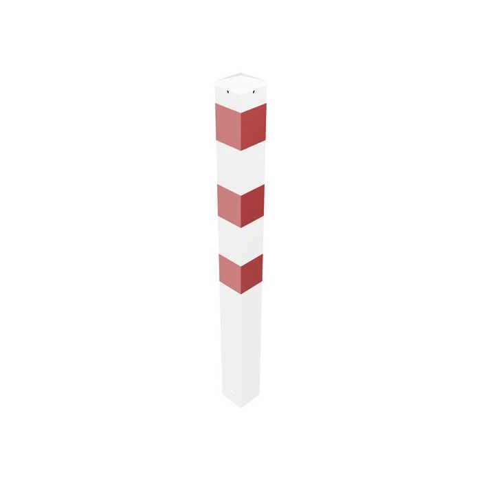 Absperrpfosten 100 x 100 mm, zum Einbetonieren, 950 mm Überflur, weiß/rot reflektierend