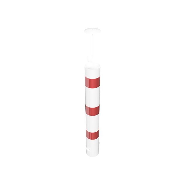 Absperrpfosten Ø 152 mm, zum Einbetonieren, 800mm Überflur, Befüllbar, loser Deckel, weiß/rot