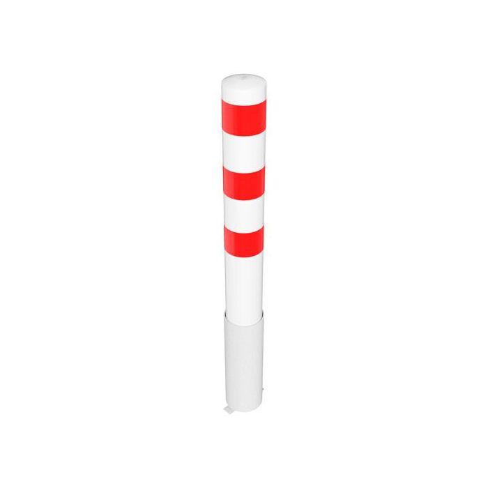 Absperrpfosten Ø 152 mm, herausnehmbar, 1000mm Überflur, ohne Verschluss, weiß/rot