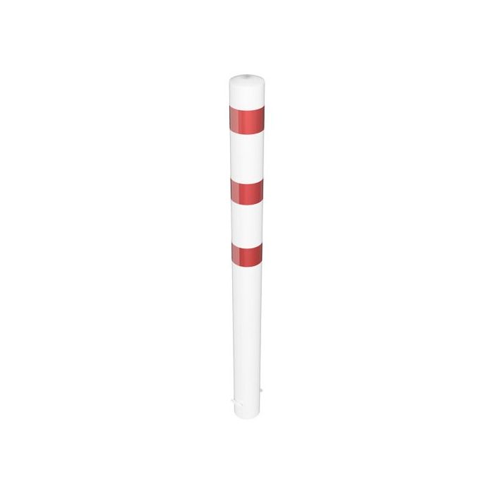 Absperrpfosten Ø 152 mm, zum Einbetonieren, 1600mm Überflur, feuerverzinkt, weiß/rot