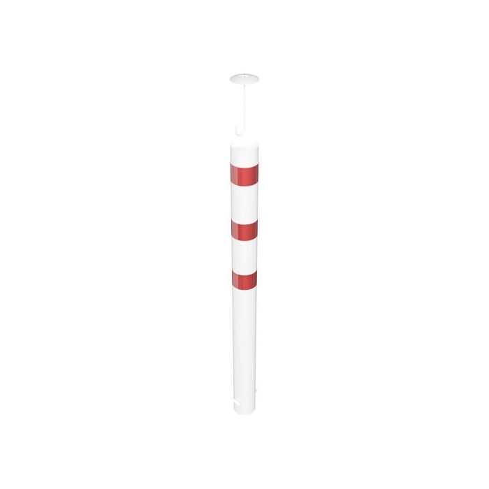 Absperrpfosten Ø 152 mm, zum Einbetonieren, 1600mm Überflur, Befüllbar, loser Deckel, weiß/rot