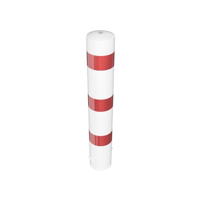 Absperrpfosten Ø 193 mm, zum Einbetonieren, 800mm Überflur, weiß/rot reflektierend