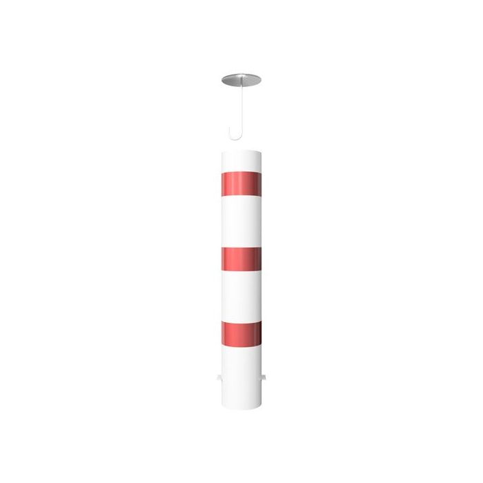 Absperrpfosten Ø 193 mm, zum Einbetonieren, 800mm Überflur, Befüllbar, loser Deckel, weiß/rot