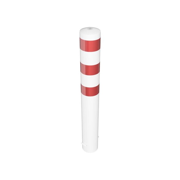 Absperrpfosten Ø 193 mm, zum Einbetonieren, 1100mm Überflur, feuerverzinkt, weiß/rot