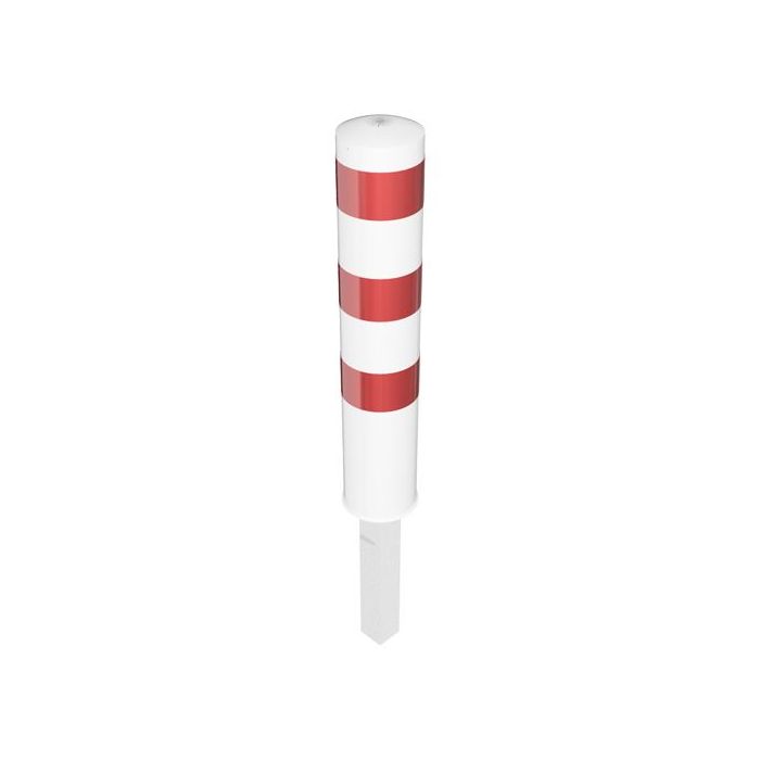 Absperrpfosten Ø 193 mm, herausnehmbar, 1000mm Überflur, Dreikantverschluss, weiß/rot