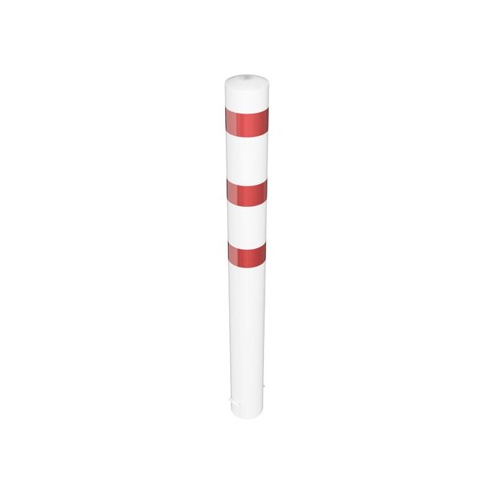Absperrpfosten Ø 193 mm, zum Einbetonieren, 1600mm Überflur, feuerverzinkt, weiß/rot
