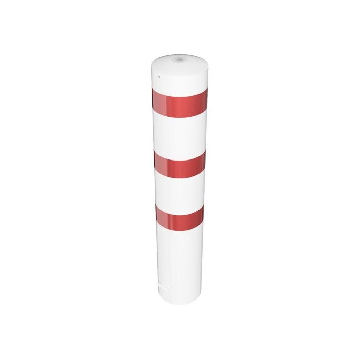 Absperrpfosten Ø 273 mm, zum Einbetonieren, 1100mm Überflur, weiß/rot