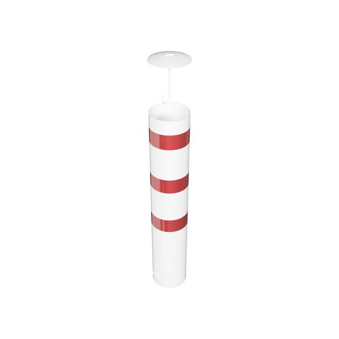 Absperrpfosten Ø 273 mm, zum Einbetonieren, 1100mm Überflur, weiß/rot, mit losem Deckel