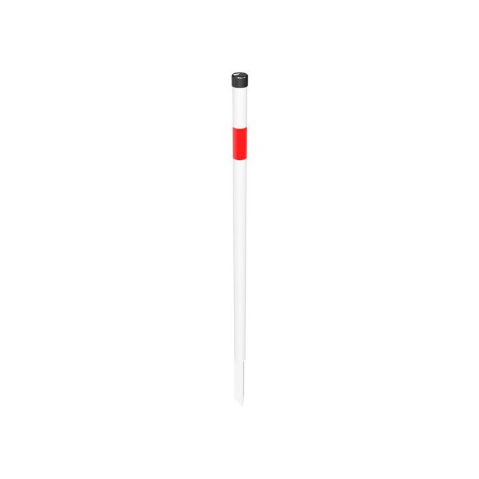Absperrpfosten Ø 42 mm, ortsfest zum Einschlagen Länge 1300 mm, Einschlagspitze, weiß/rot