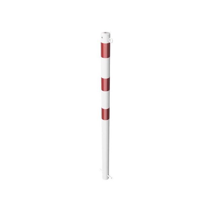 Absperrpfosten Ø 60 mm, ortsfest zum Einbetonieren 900mm Überflur, Erdanker, weiß/rot, 1 Öse