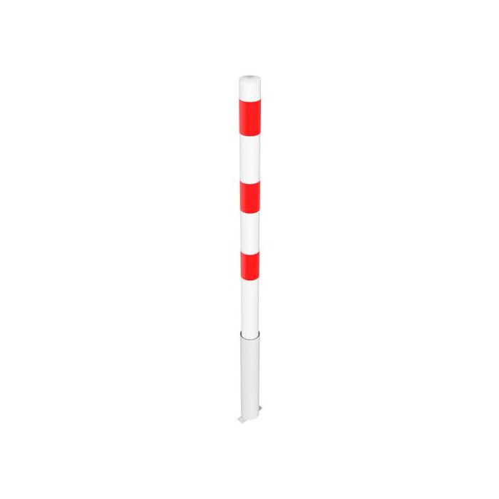 Absperrpfosten Ø 60 mm, herausnehmbar, Bodenhülse, 900mm Überflur, ohne Verschluss, weiß/rot