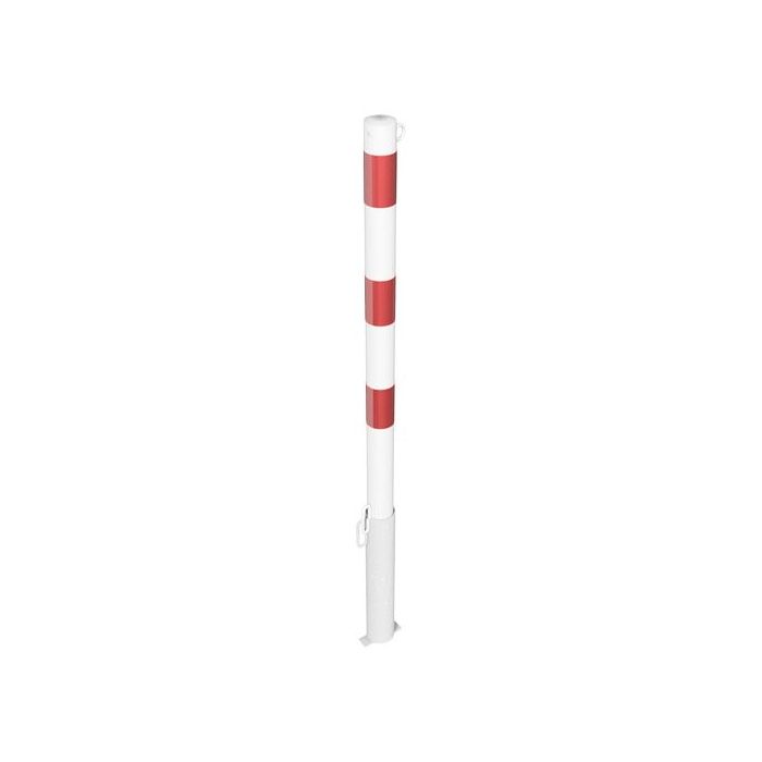Absperrpfosten Ø 60 mm, herausnehmbar, Bodenhülse, 900mm Überflur, für Vorhangschloss, 1 Öse, w/r