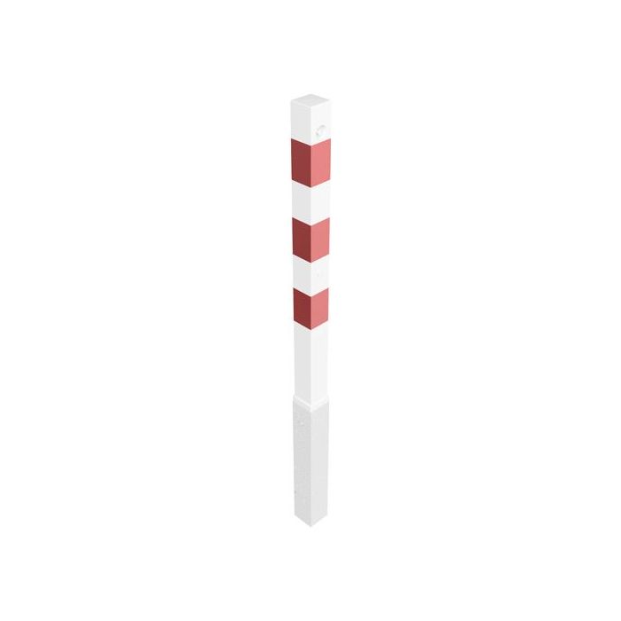 Absperrpfosten 70x70mm, herausnehmbar, Bodenhülse, 900mm Überflur, Dreikant innenliegend, weiß/rot