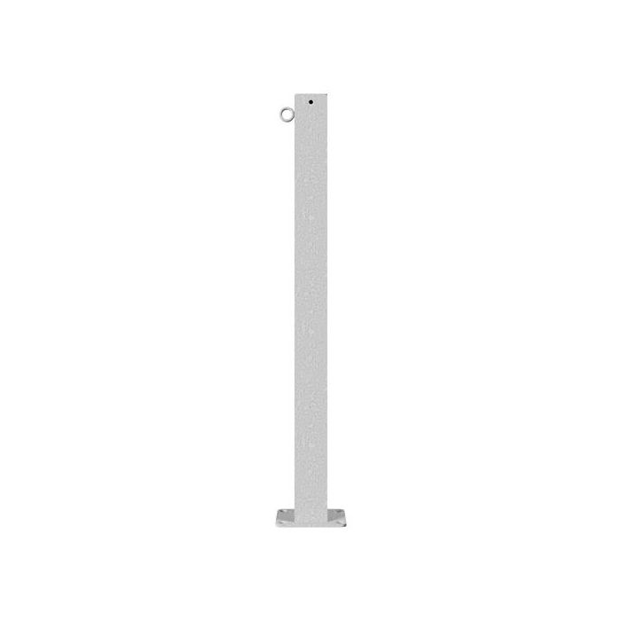 Absperrpfosten 70x70mm, ortsfest, zum Aufdübeln, 900mm Überflur, mit Bodenplatte, 1 Öse