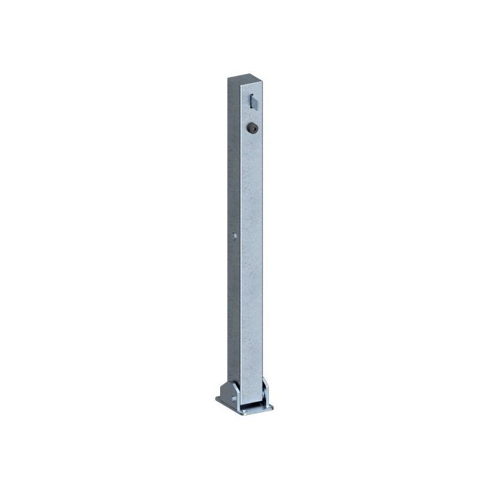 Absperrpfosten 70x70mm, Aufdübeln, 900mm Überflur, umlegbar, für Vorhangschloss