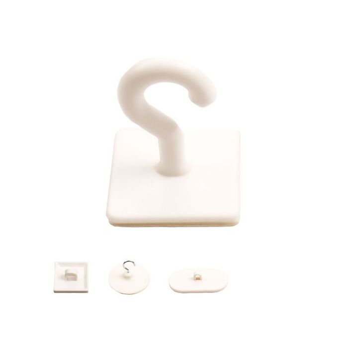Klebehaken, selbstklebend,   Kunststoff, weiß, VE = 10 Stück