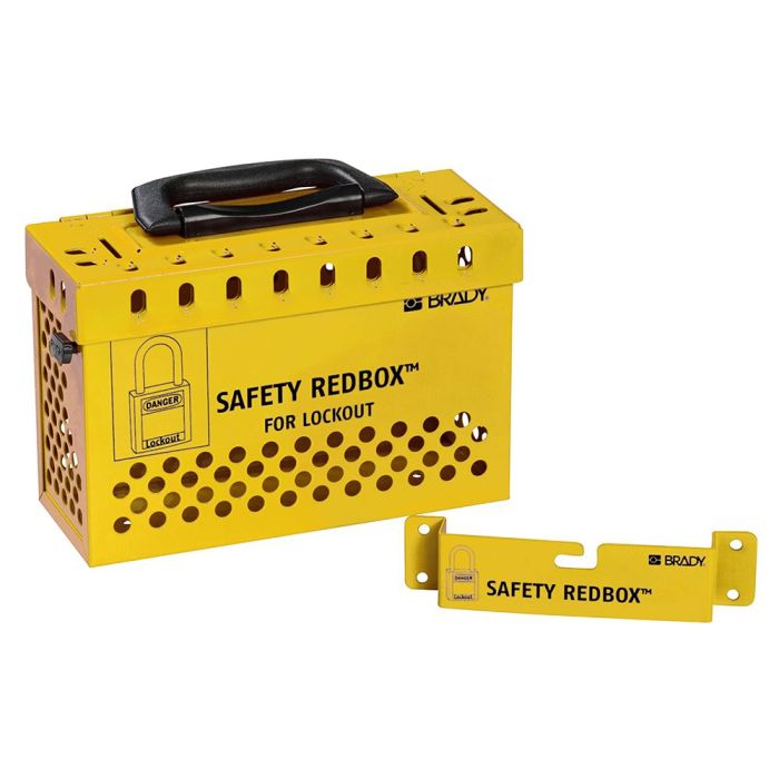 Safety Redbox Gruppenverschlusskasten, für 12 Sicherheitsschlösser, mit Deckel, Stahl, gelb