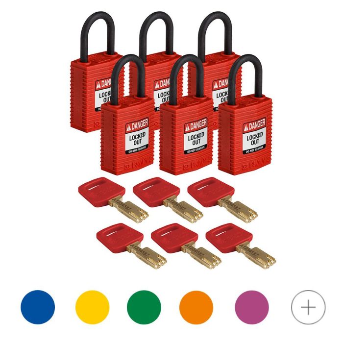 SafeKey Sicherheitsschloss mit Nylon-Gehäuse, Kunststoffbügel 25mm, 6 St./VE