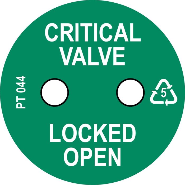 Inspektionsanhänger zur Ventilkennzeichnung, Crtitical Valve Locked OPEN, Kunststoff Ø 41 mm
