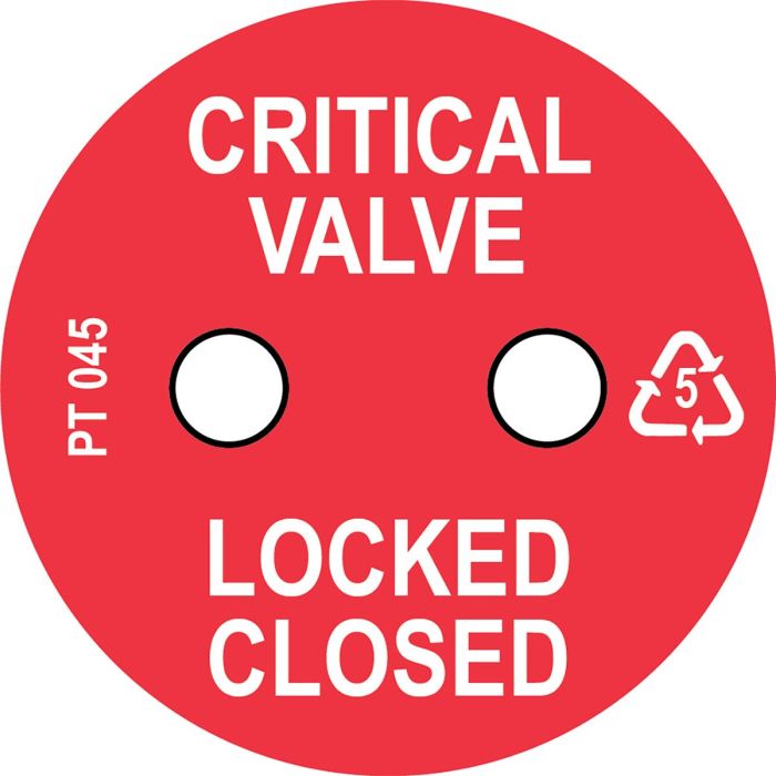 Inspektionsanhänger zur Ventilkennzeichnung, Crtitical Valve Locked CLOSED, Kunststoff Ø 41 mm