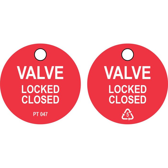 Inspektionsanhänger zur Ventilkennzeichnung, Valve Locked CLOSED, Kunststoff Ø 41 mm