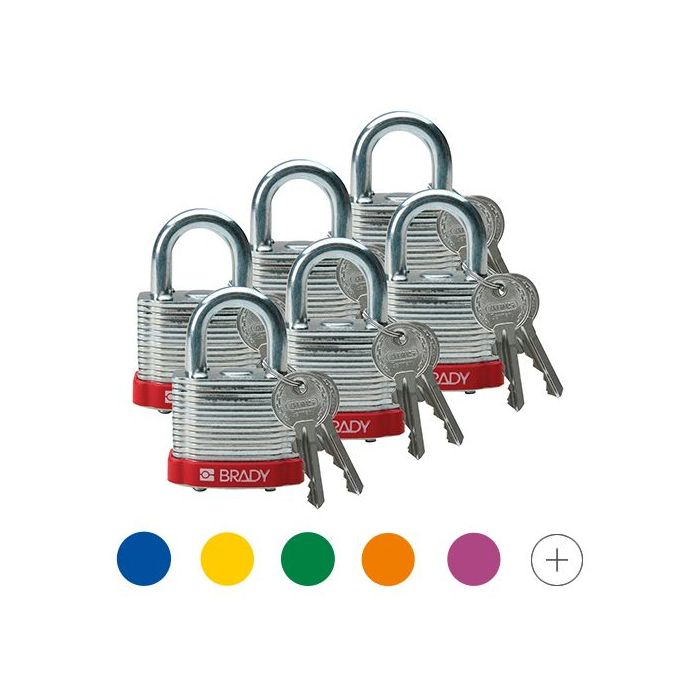 laminiertes Sicherheitsschloss, verstärkter Stahl, Bügelhöhe 20 mm, versch. Farben, 6 St./VE