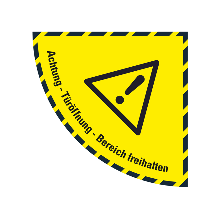 Bodenmarkierung für Türbereiche, Viertelkreis, Türöffnung freihalten...