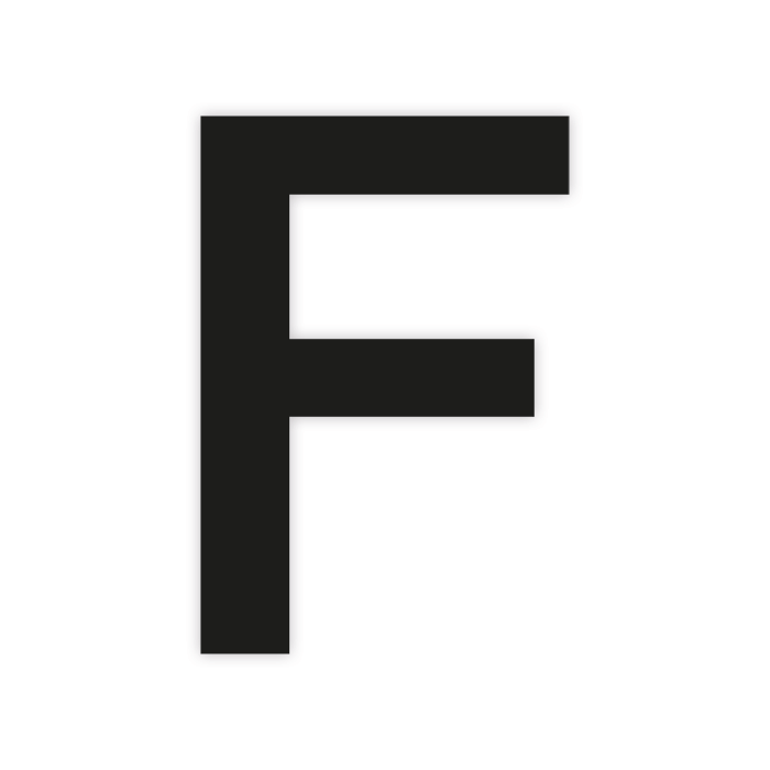 Selbstklebende Bodenmarkierung Buchstabe F, schwarz, 150 mm Höhe