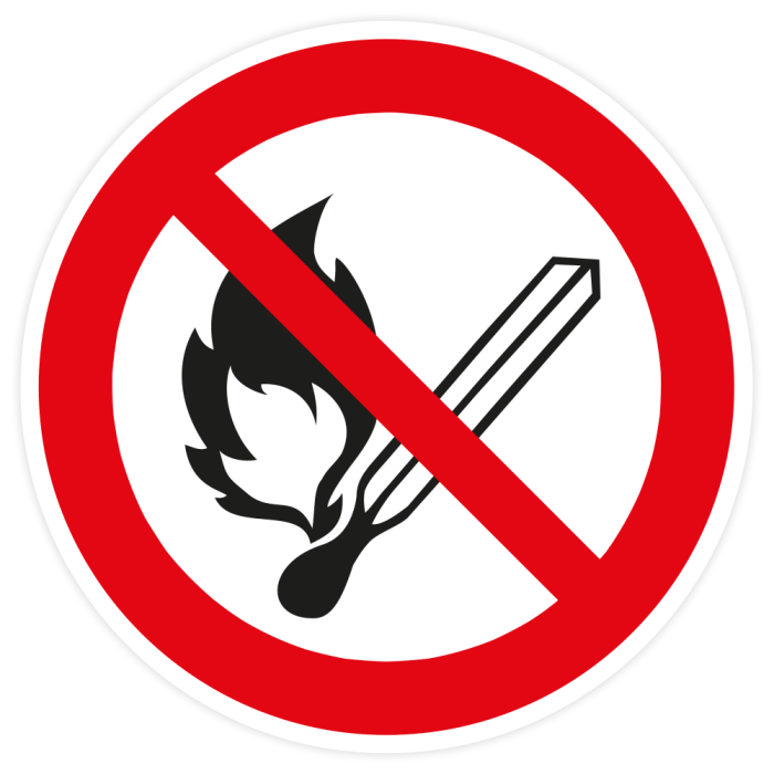 Bodenaufkleber ASR A1.3, Keine offene Flamme…, rutschhemmend, Ø 600 mm
