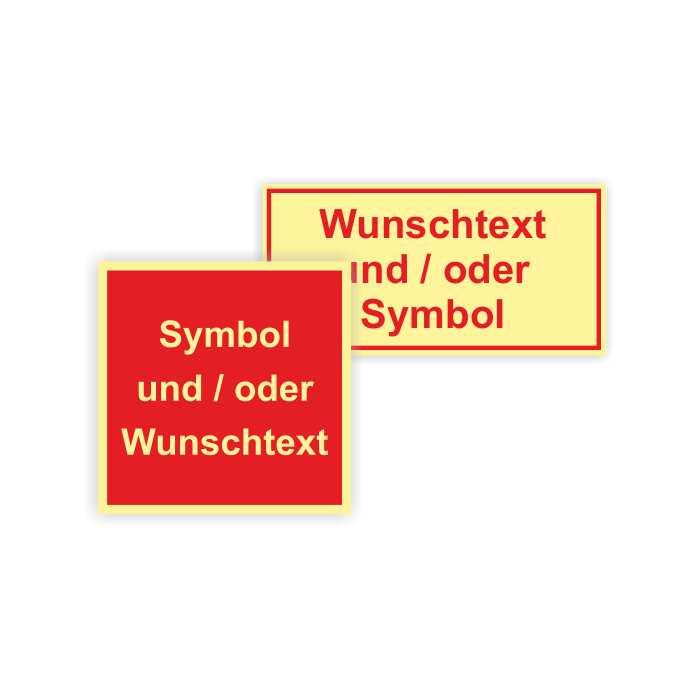 Brandschutzschild m. Wunschpikto. o. Wunschtext, langnachleuchtend