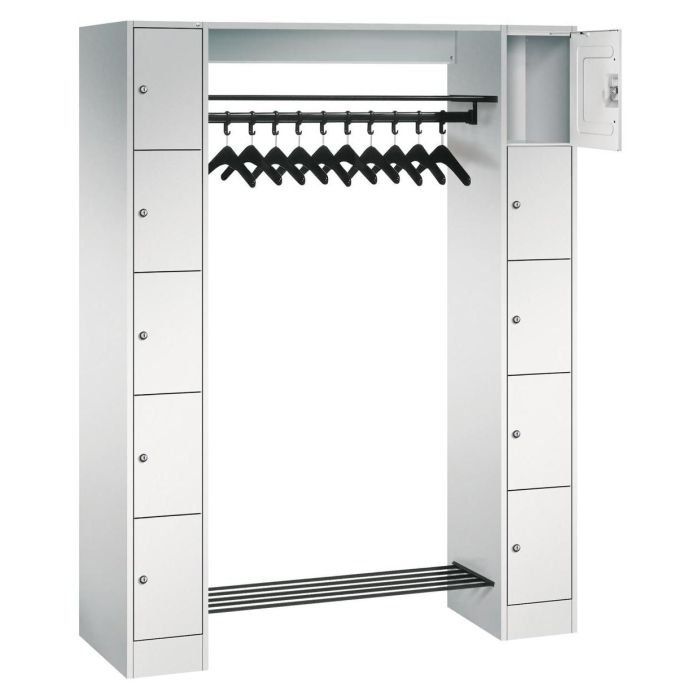 C+P Offene Garderobe Serie 8070, 1950x1430x480mm, lichtgrau/lichtgrau