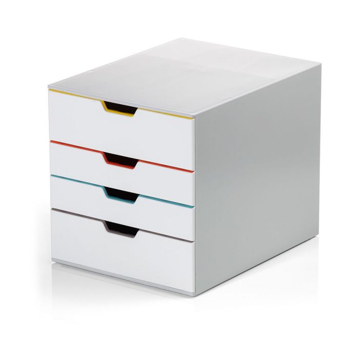 Schubladenbox VARICOLOR, 4 farbige Schubladen Gehäusefarbe weiß