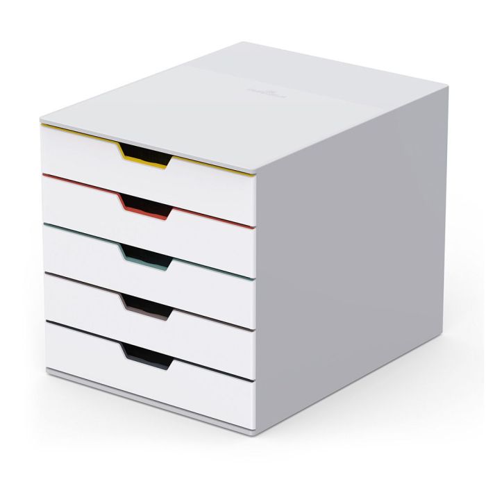 Schubladenbox VARICOLOR, 5 farbige Schubladen, Gehäusefarbe weiß