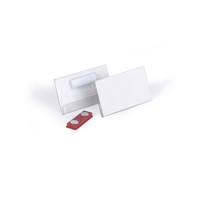 Namensschild mit Magnet, Hartfolie, transparent, 75 x 40 mm
