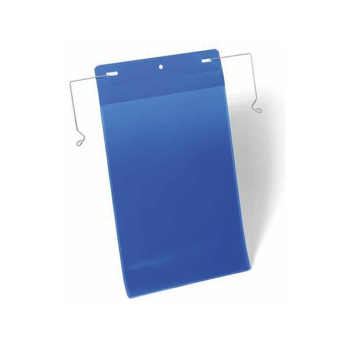 Drahtbügeltasche, DIN A4, hoch, mit Regenschutz, blau, Vorderseite: transparent, 223 x 368 mm