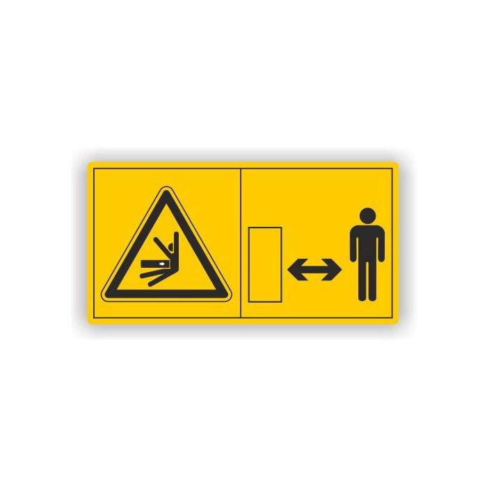 Maschinenschild, Abstand zum Schwenkbereich, gem. ISO 11684, Folie