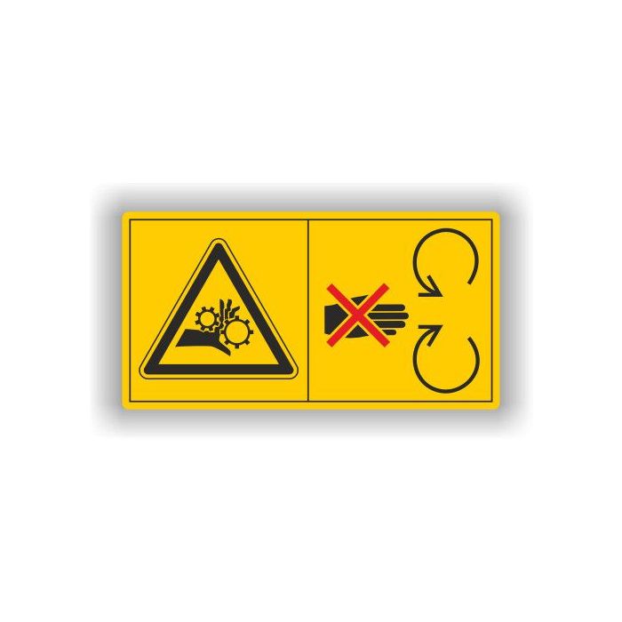 Maschinenschild, Bei laufend. Motor n. öffnen(II), gem. ISO 11684, Folie