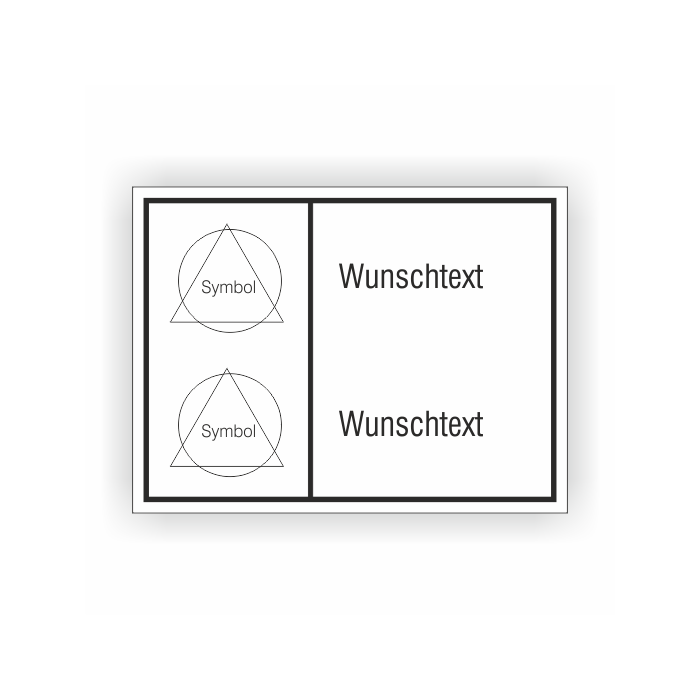 Kombischild mit zwei Symbolen+Text, individuell, Folie,