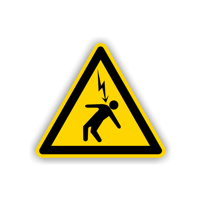 Warnschild, Warnung vor überschlagender Spannung, praxisbewährt, Aufkleber, Folie, SL = 200 mm