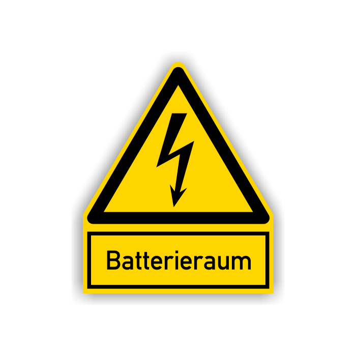 Warnschild, Batterieraum,