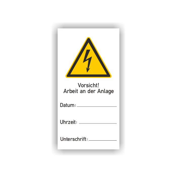 Wartungsetikett, Vorsicht! Arbeit an der Anlage
