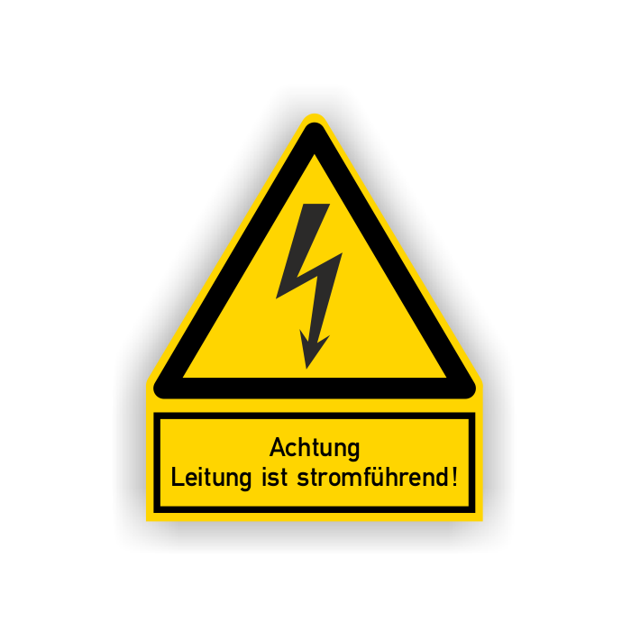 Warnschild, Achtung Leitung ist stromführend! ISO 7010