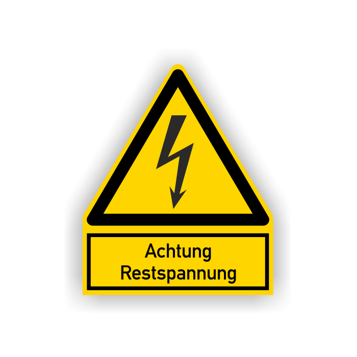 Warnschild, Achtung Restspannung, ISO 7010