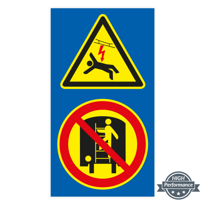 Warnschild Lebensgefahr, Wagen nicht besteigen Aufkleber mit Schutzlaminat, 220 x 400 mm